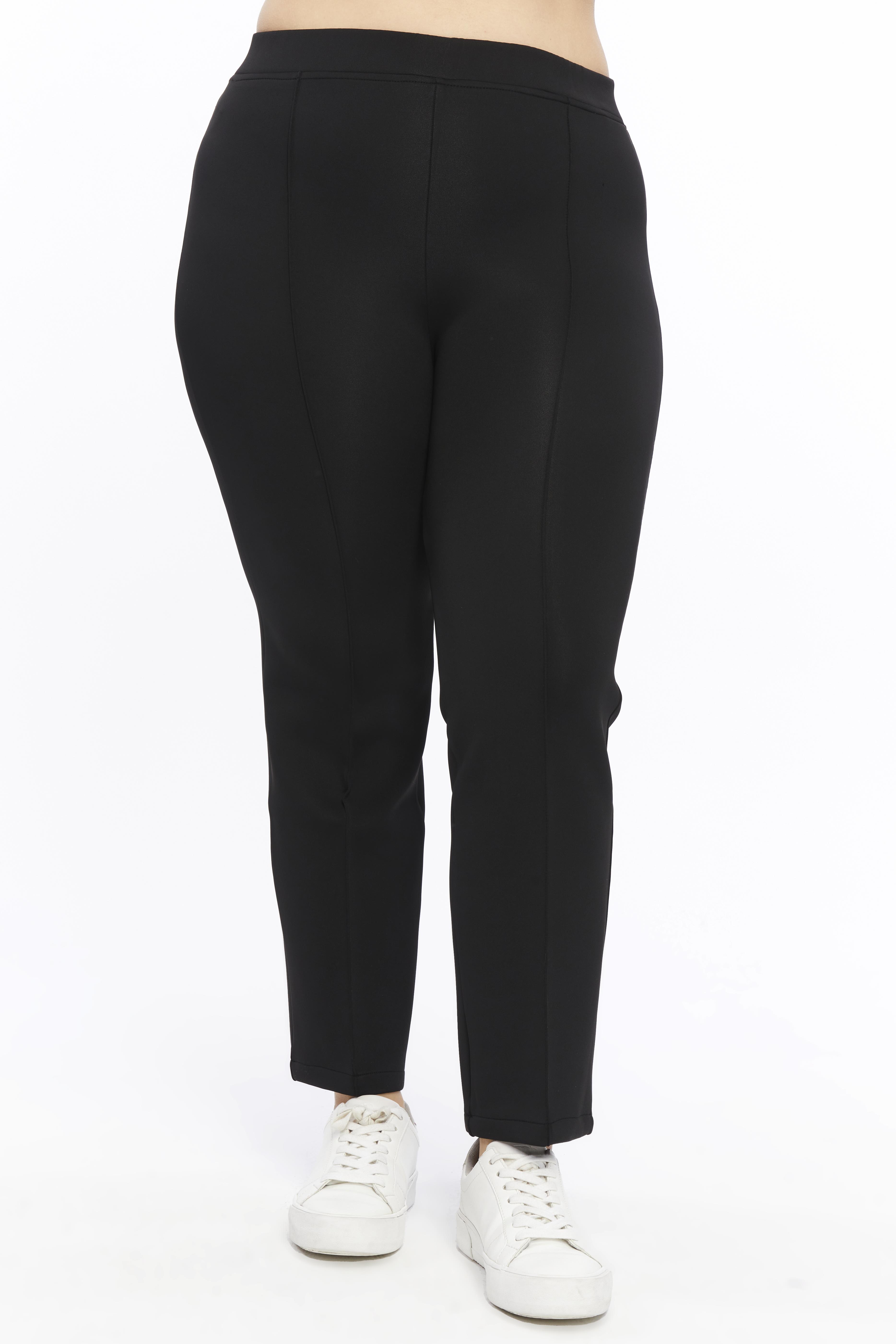 Önü Dikişli Dalgıç Büyük Beden Pantolon Siyah