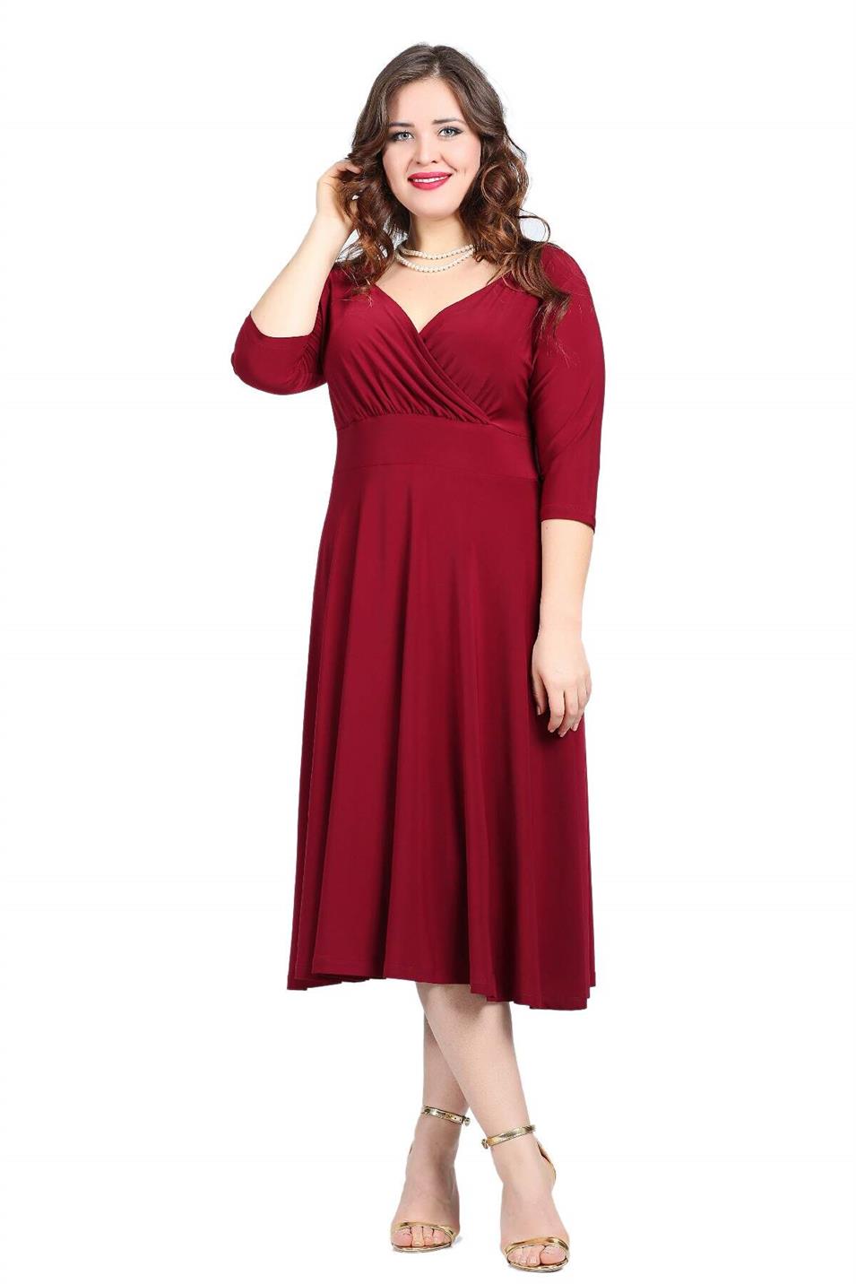 Büyük Beden Abiye Elbise KL8003 Bordo