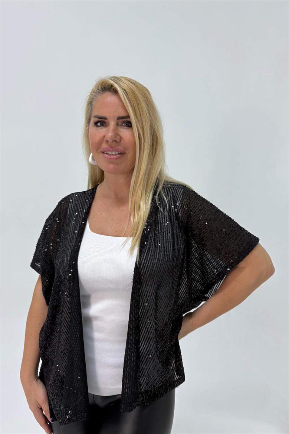 Büyük Beden Payet Hırka Siyah