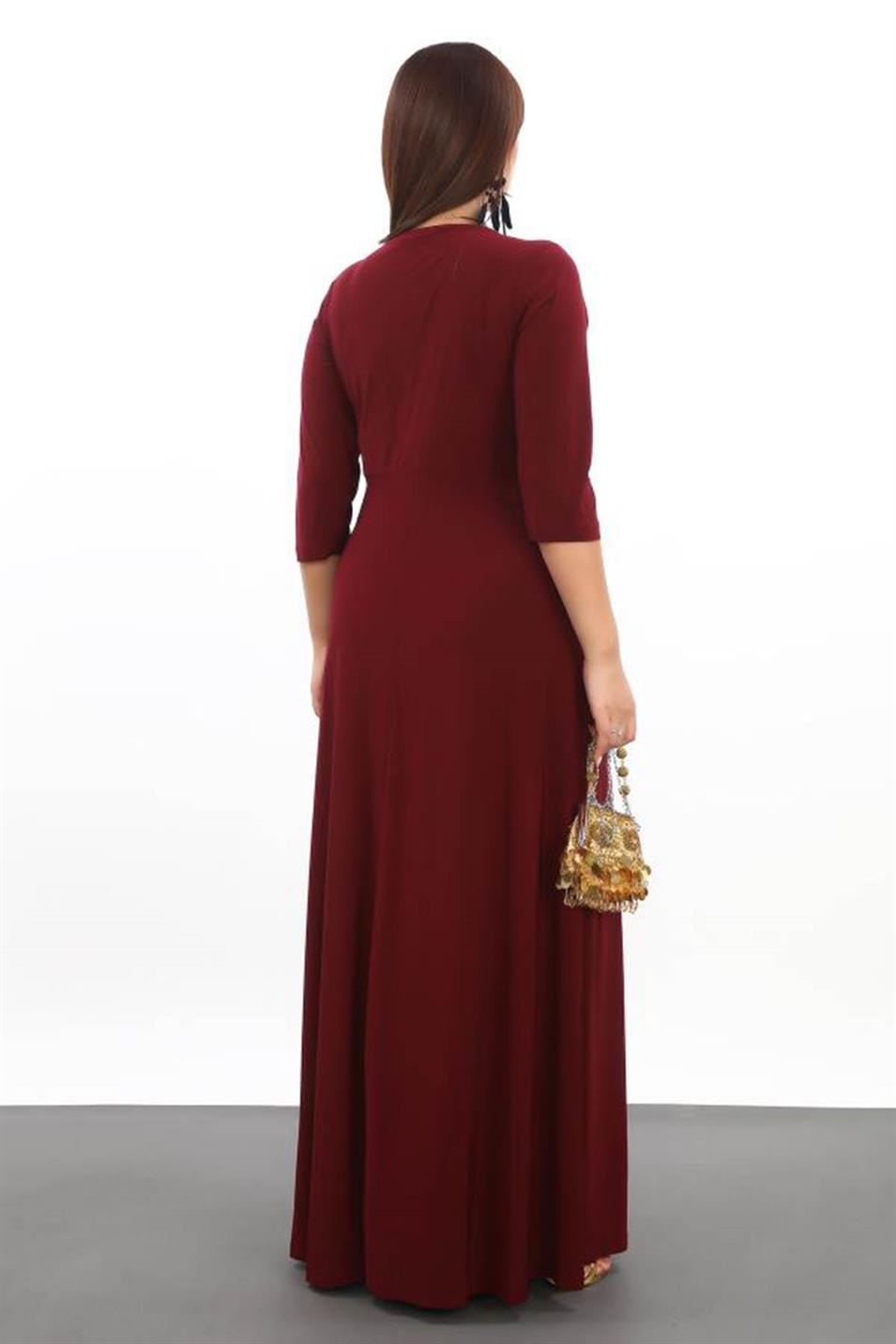 Büyük Beden Zarif Ve Şık Abiye Elbise KL59 Bordo