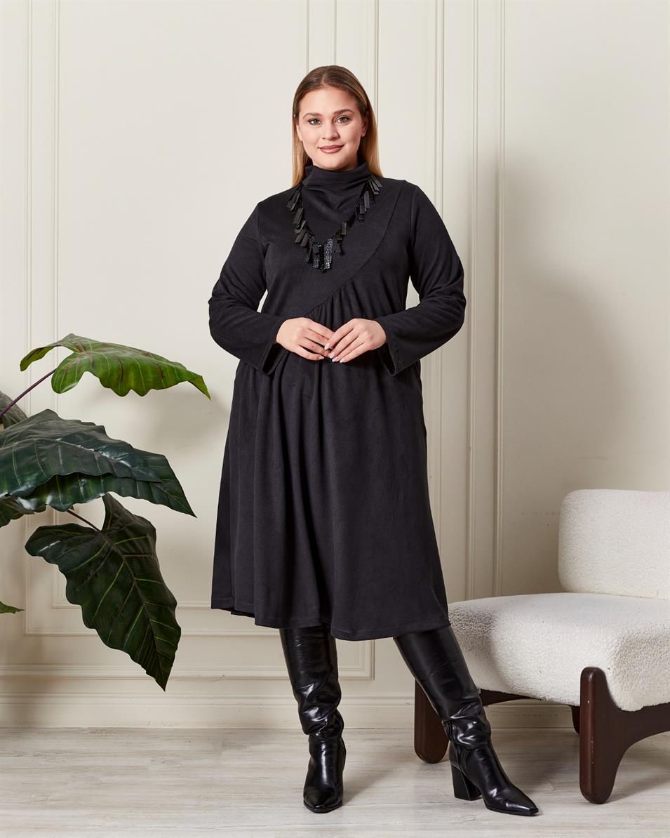 Büzgülü Yumuşak Dokulu Elbise Antrasit