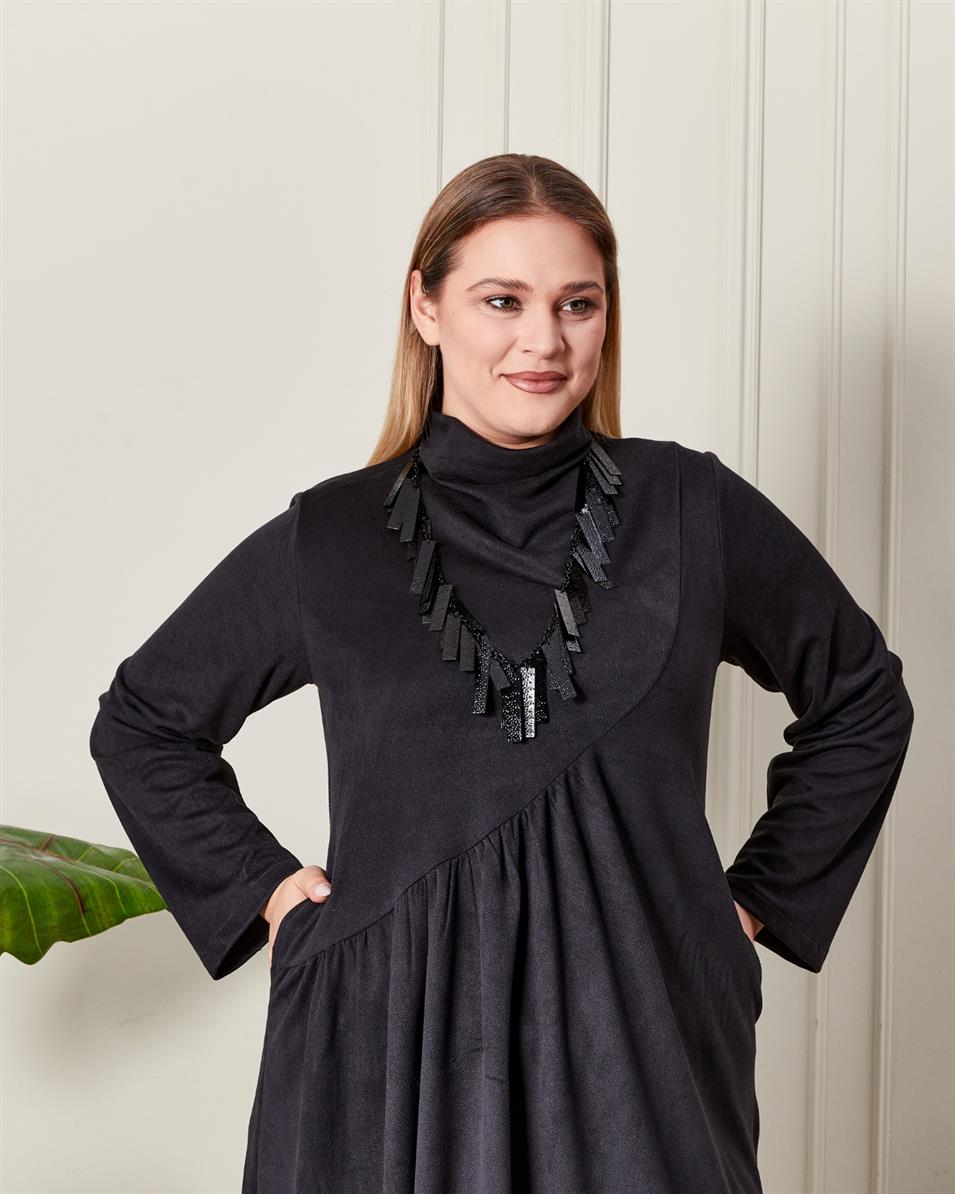 Büzgülü Yumuşak Dokulu Elbise Antrasit