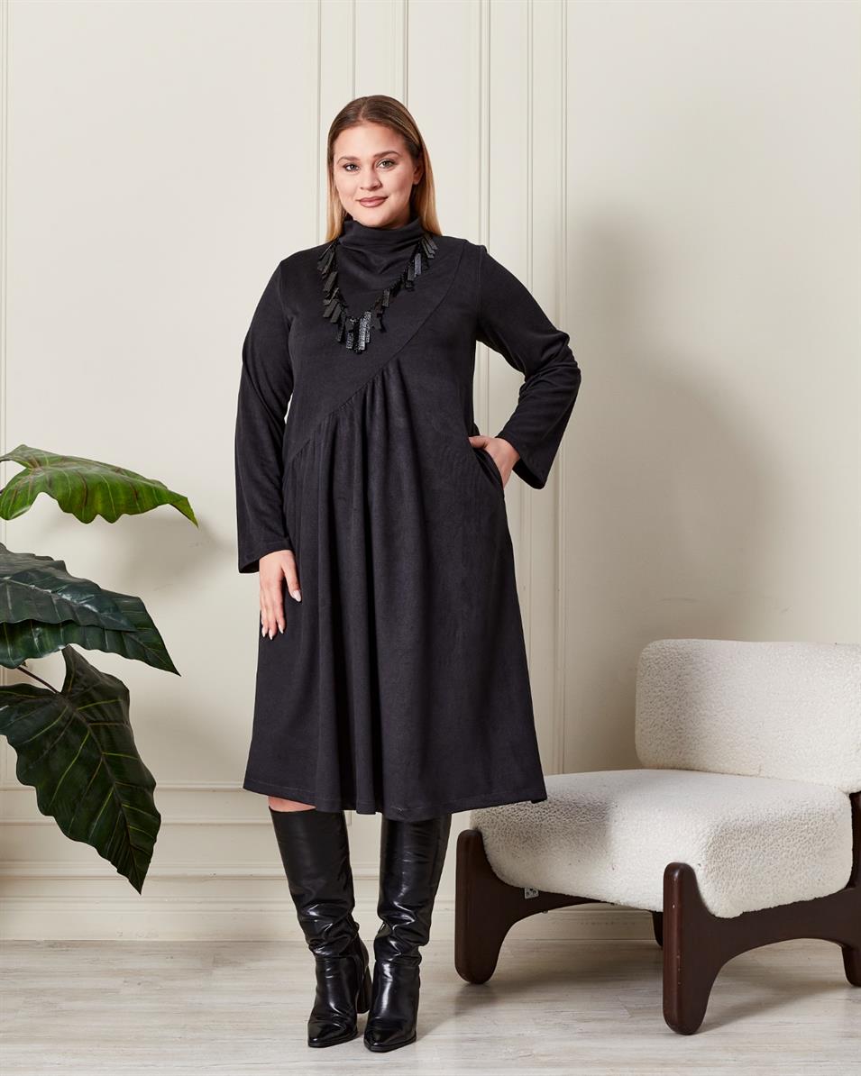 Büzgülü Yumuşak Dokulu Elbise Antrasit