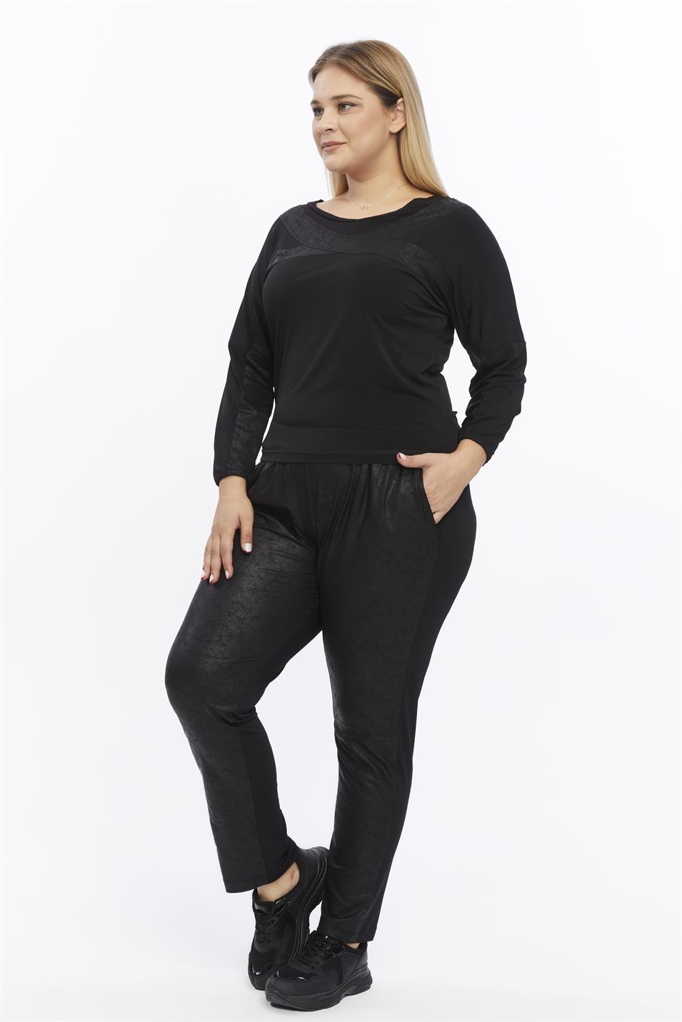 Deri Görünümlü Büyük Beden Pantolon 