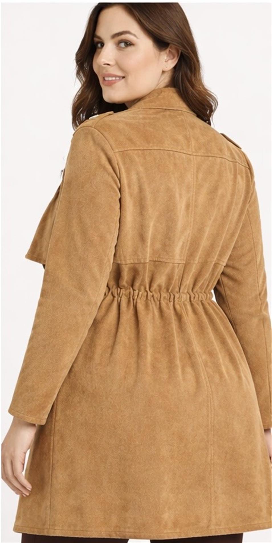 Modern Kesim Astarsız Süet Kaban Kahverengi