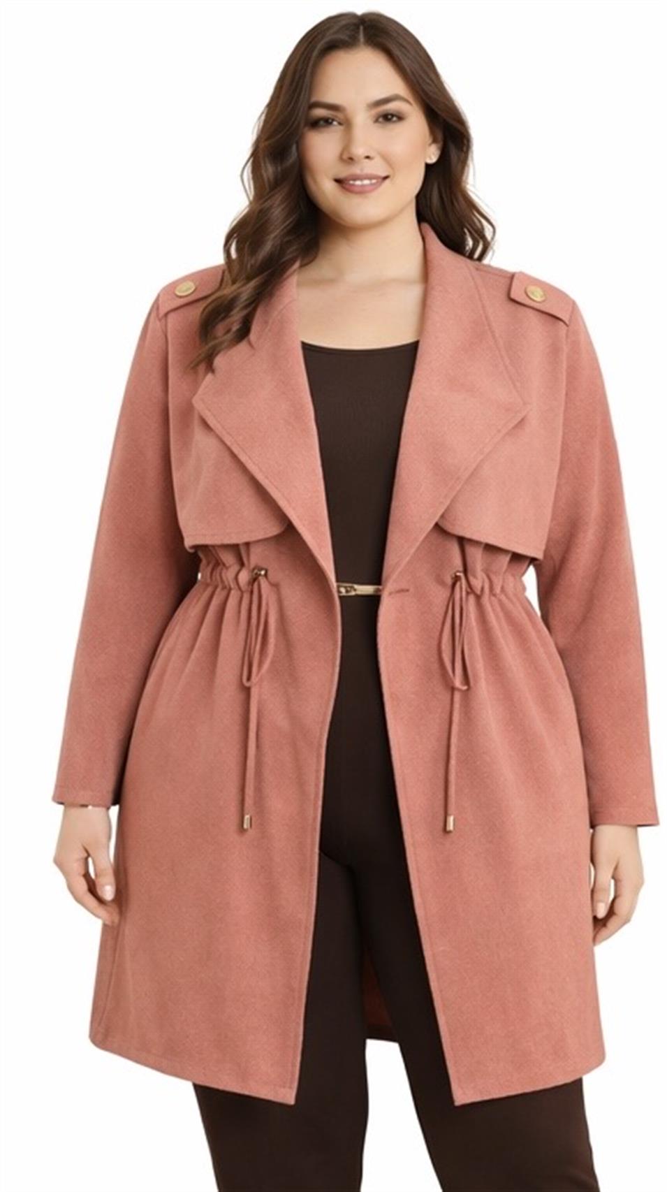 Modern Kesim Astarsız Süet Kaban Pembe