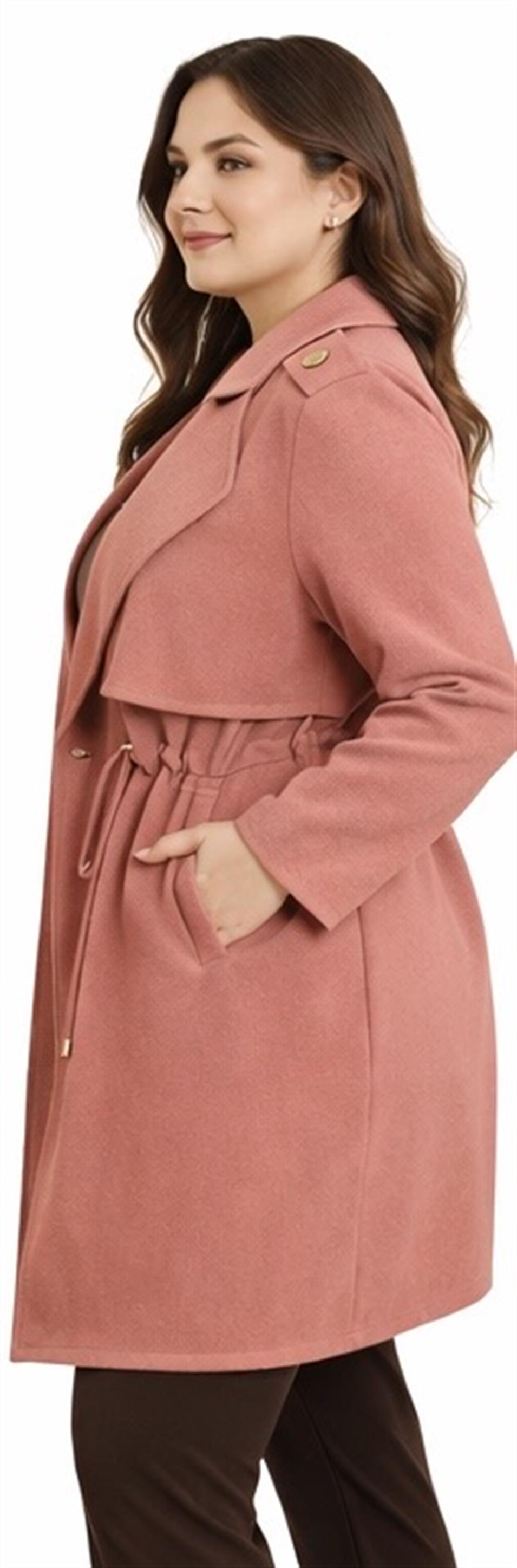 Modern Kesim Astarsız Süet Kaban Pembe