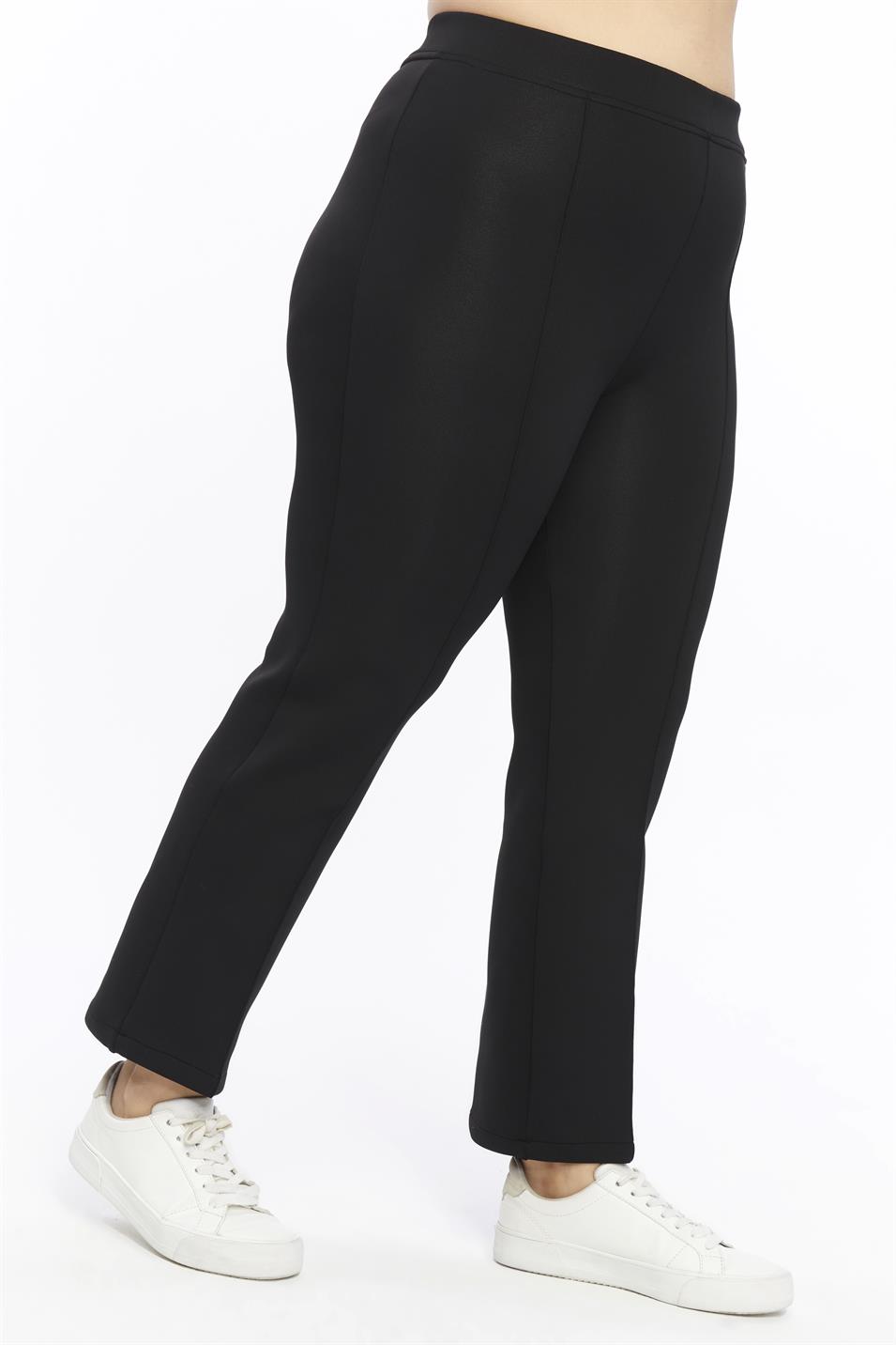 Önü Dikişli Dalgıç Büyük Beden Pantolon Siyah