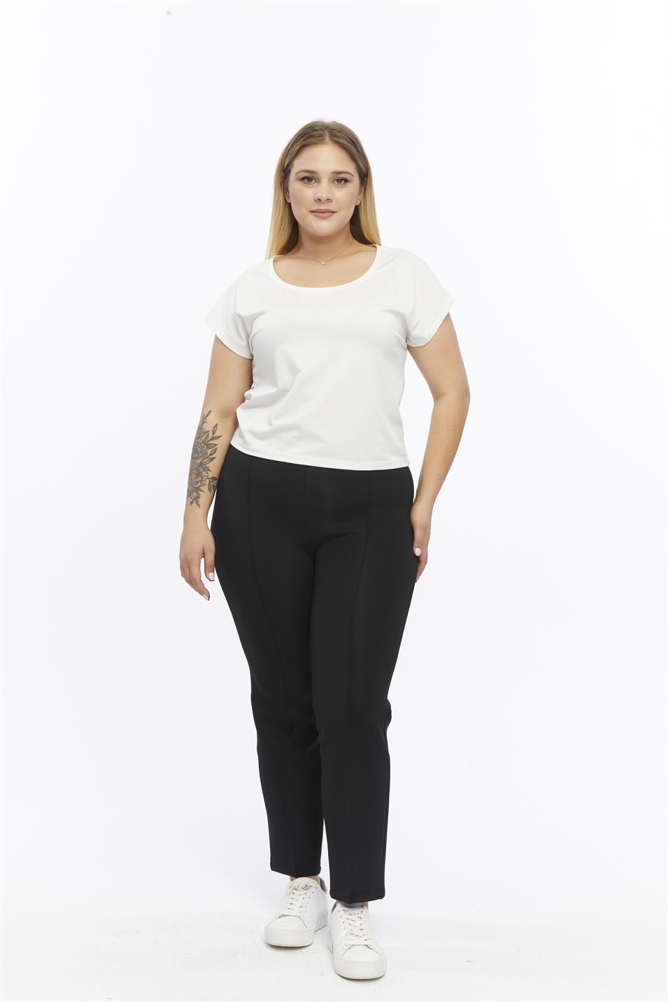 Önü Dikişli Dalgıç Büyük Beden Pantolon Siyah