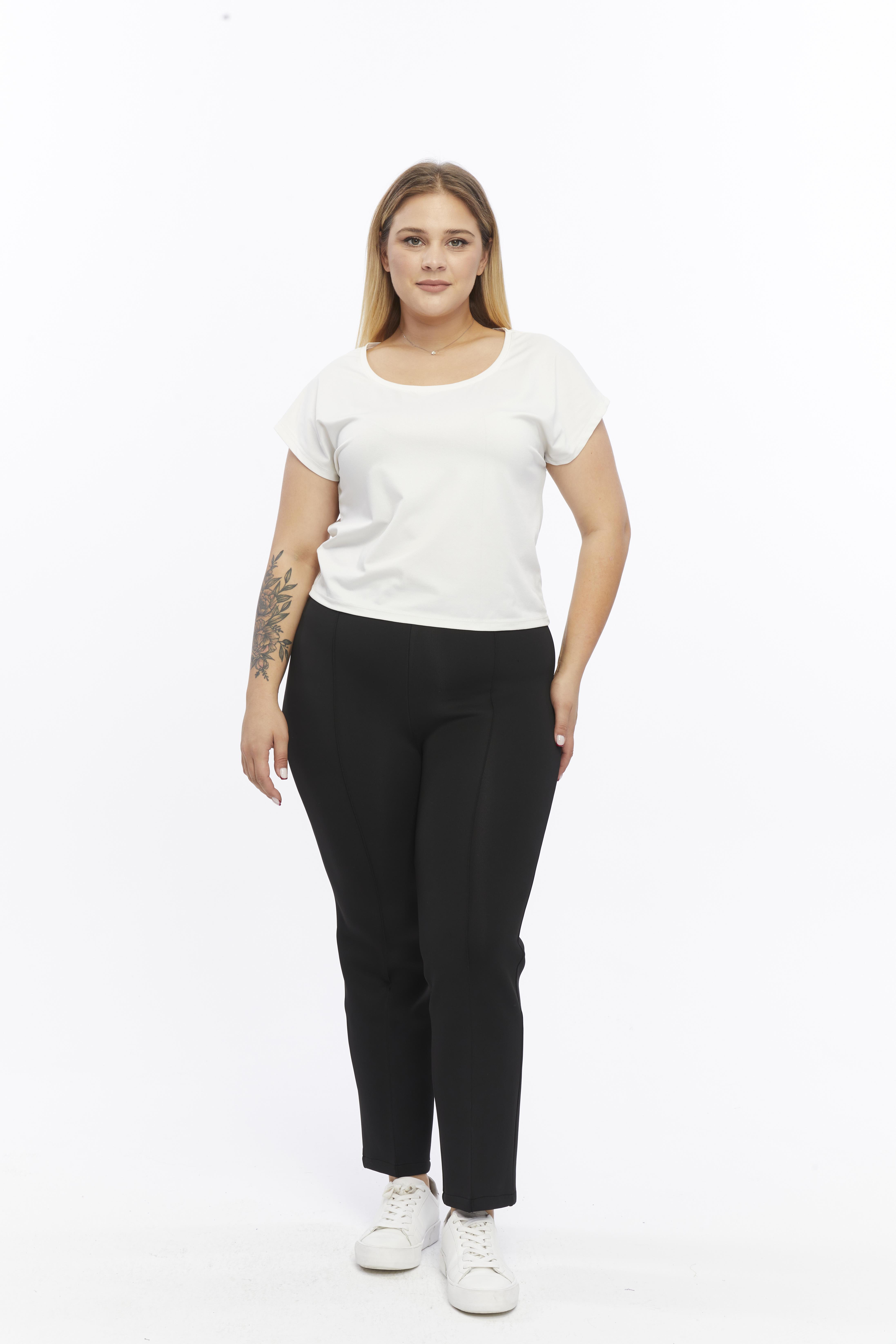 Önü Dikişli Dalgıç Büyük Beden Pantolon Siyah