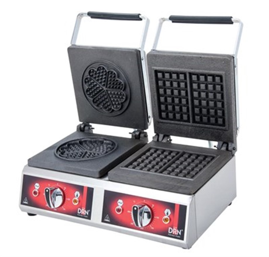 DRN Elektrikli Waffle Makinesi İkili Kare+Yonca DRNWKY-2