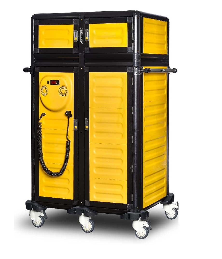 Gastrolley 28 Raflı İkili Hastane Tepsi Taşıma Arabası Sıcak + Nötr 101x79x158