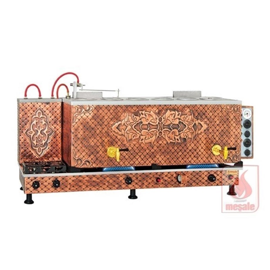 Meşale 6 Demlikli Antik Klasik Full Otomatik Elektrik-Ng-Lpg Çay Kazanı ANKFO6