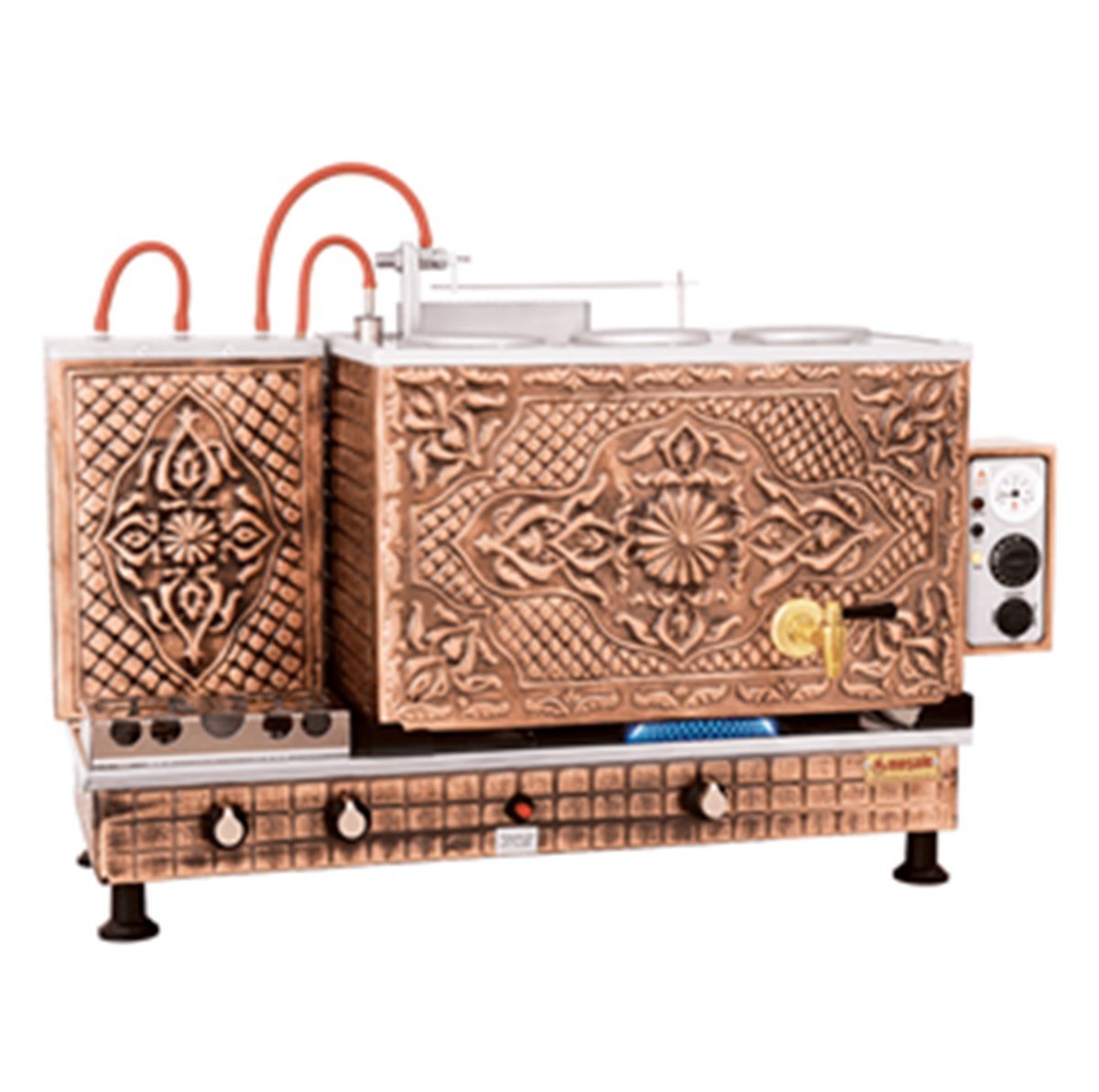 Meşale 2 Demlikli Antik Klasik Full Otomatik Çay Kazanı Elektrik-Ng-Lpg ANKFO2