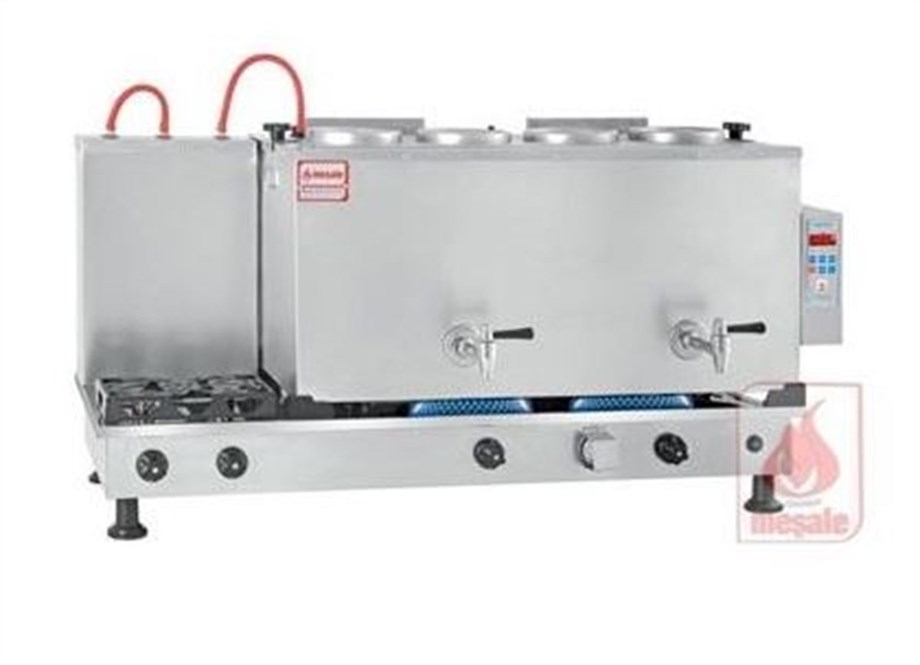 Meşale 6 Demlikli Inox Dijital Full Otomatik Elektrik-Ng-Lpg Çay Kazanı INDFO6