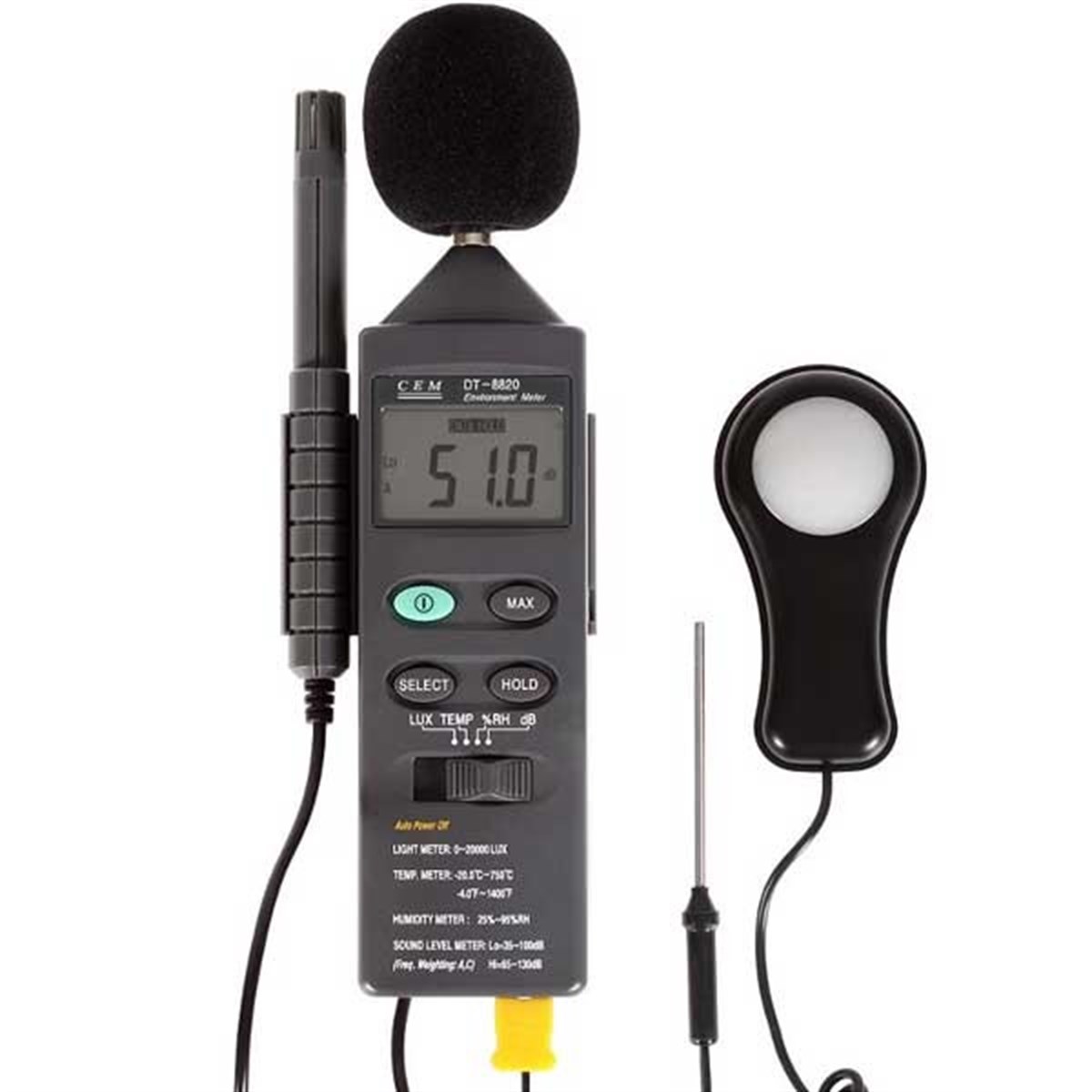 Cem DT8820 Dördü Birarada Isı, Ses, Nem ve Işık Ölçer