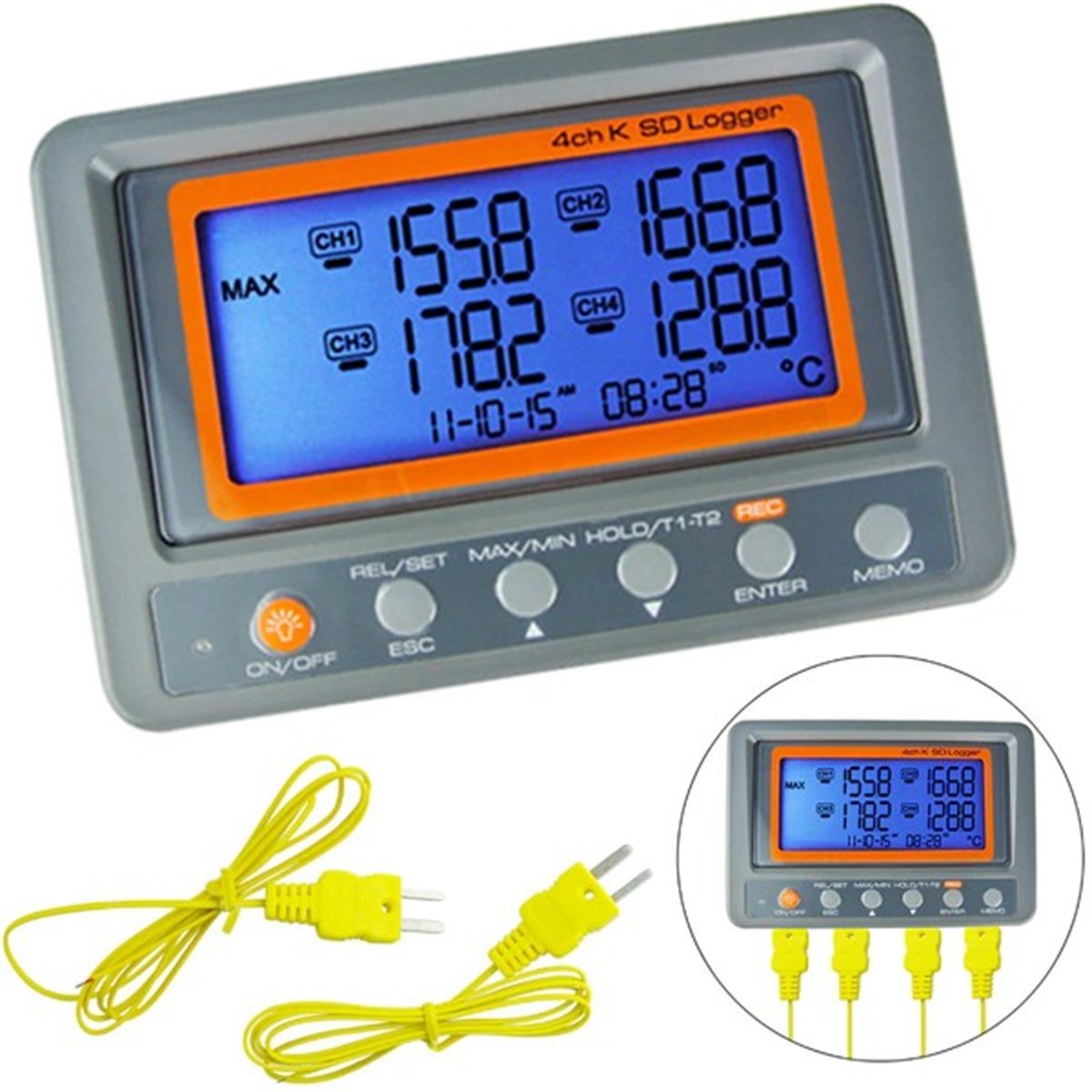 .AZ 88598 K Tipi Sıcaklık Kayıt Cihazı 4 Kanallı Datalogger TÜM ÖLÇÜM CİHAZLARIOLCUMCİHAZFİYAT zoofarm