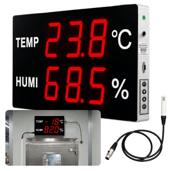 Huato CableSense-50 Kablolu Ekstra Büyük Sıcaklık Nem Göstergesi | 3 m Sensörlü | 12,5 cm Rakam Oda Termometreleribrand> zoofarm