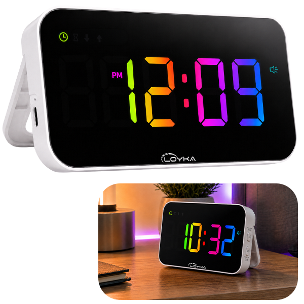 Loyka NEO RGB Renkli LED Dijital Saat | Şarjlı Işıklı Saatlerbrand> zoofarm
