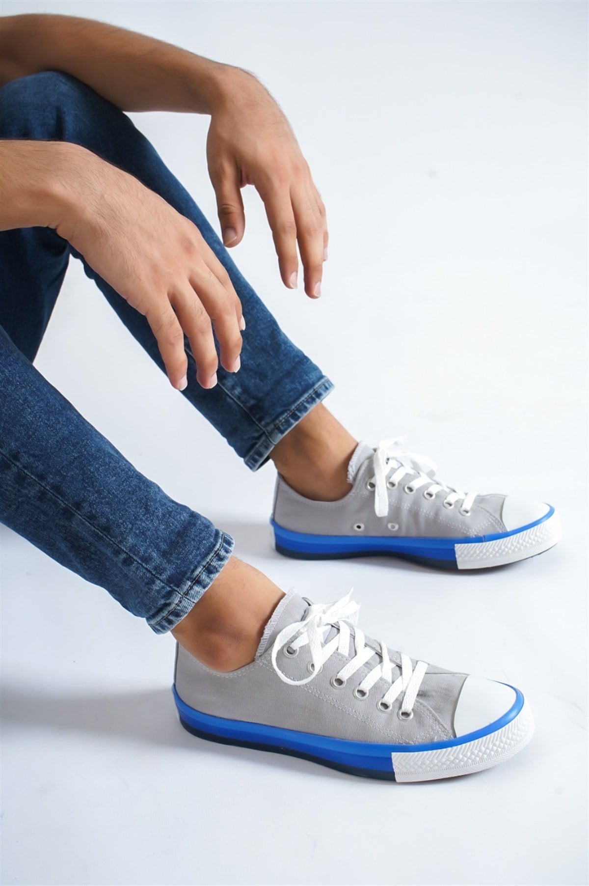 Gwenliza Europe Mavi Gri Unisex  Renkli Taban Spor Ayakkabı