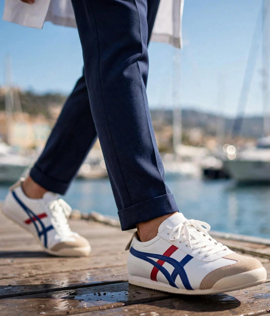 Gwenliza Tyger Cilt Beyaz Mavi Kırmızı Erkek Sneaker