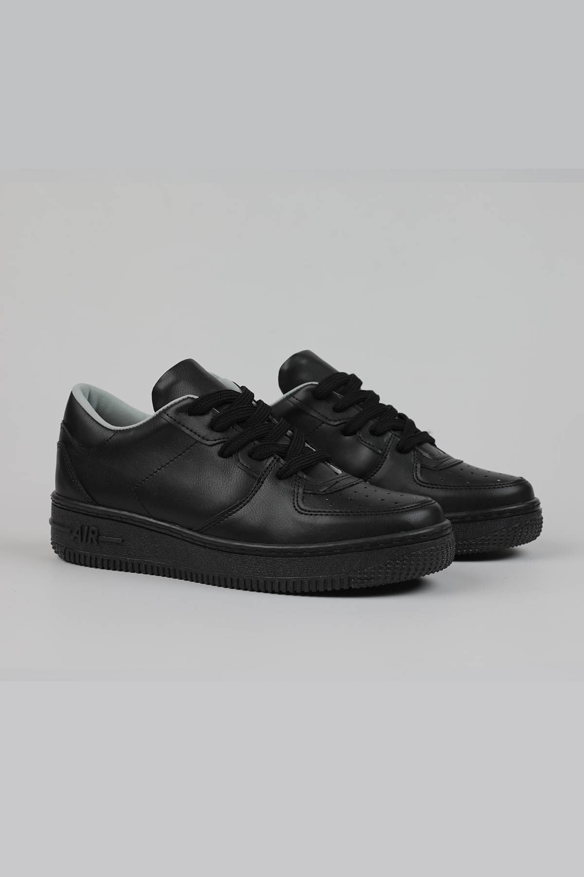 Unisex Gwenliza Air ST Siyah Cilt Bağlı Spor Ayakkabı