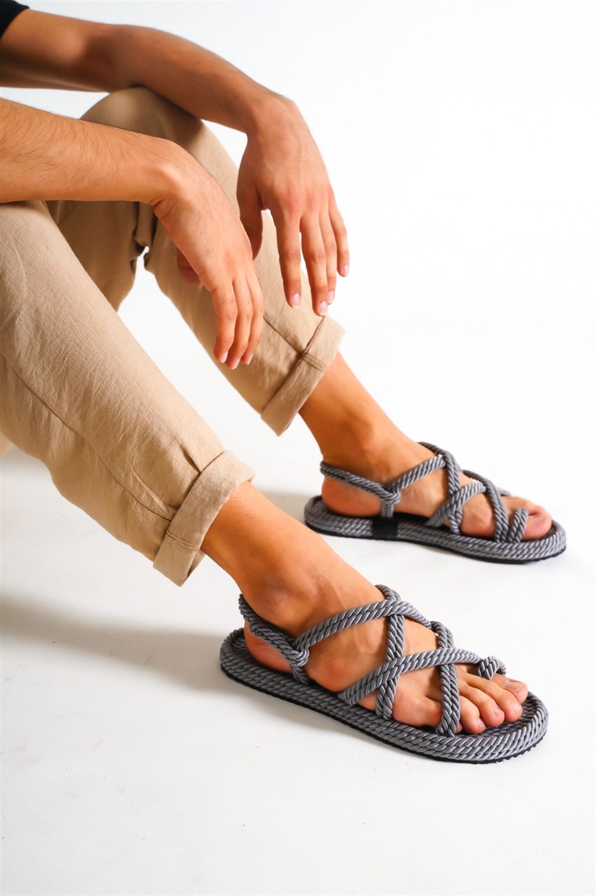 Unisex Gwenliza Gri Plato Sandal Sandalet