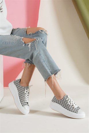 Gwenliza Base Unisex Pötikare Desen  Kalın Taban Spor Ayakkabı