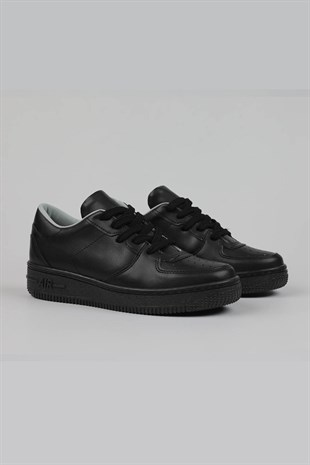 Unisex Gwenliza Air ST Siyah Cilt Bağlı Spor Ayakkabı