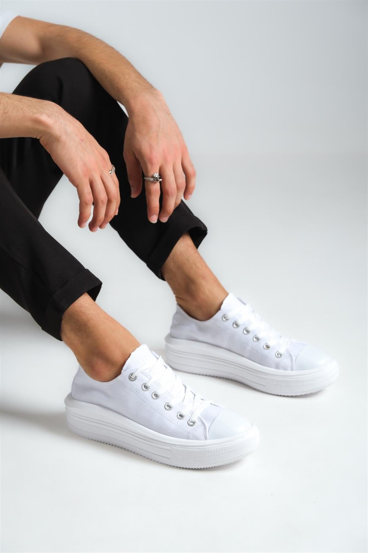 Gwen Beyaz Kısa Erkek Sneaker