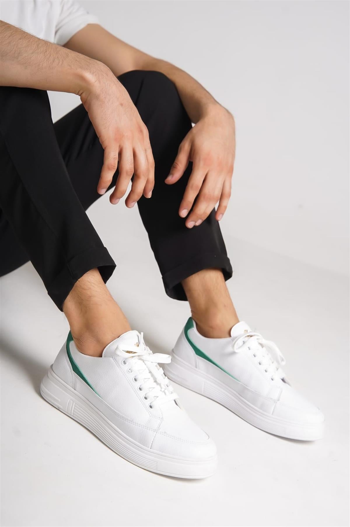 Gwen HH Code-I Beyaz Yeşil Sırt Çizgi Sneaker