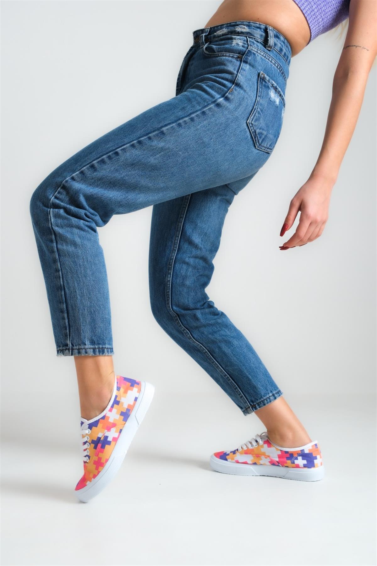 Gwenliza Shiver Renkli Kare Desen Unisex Sneaker