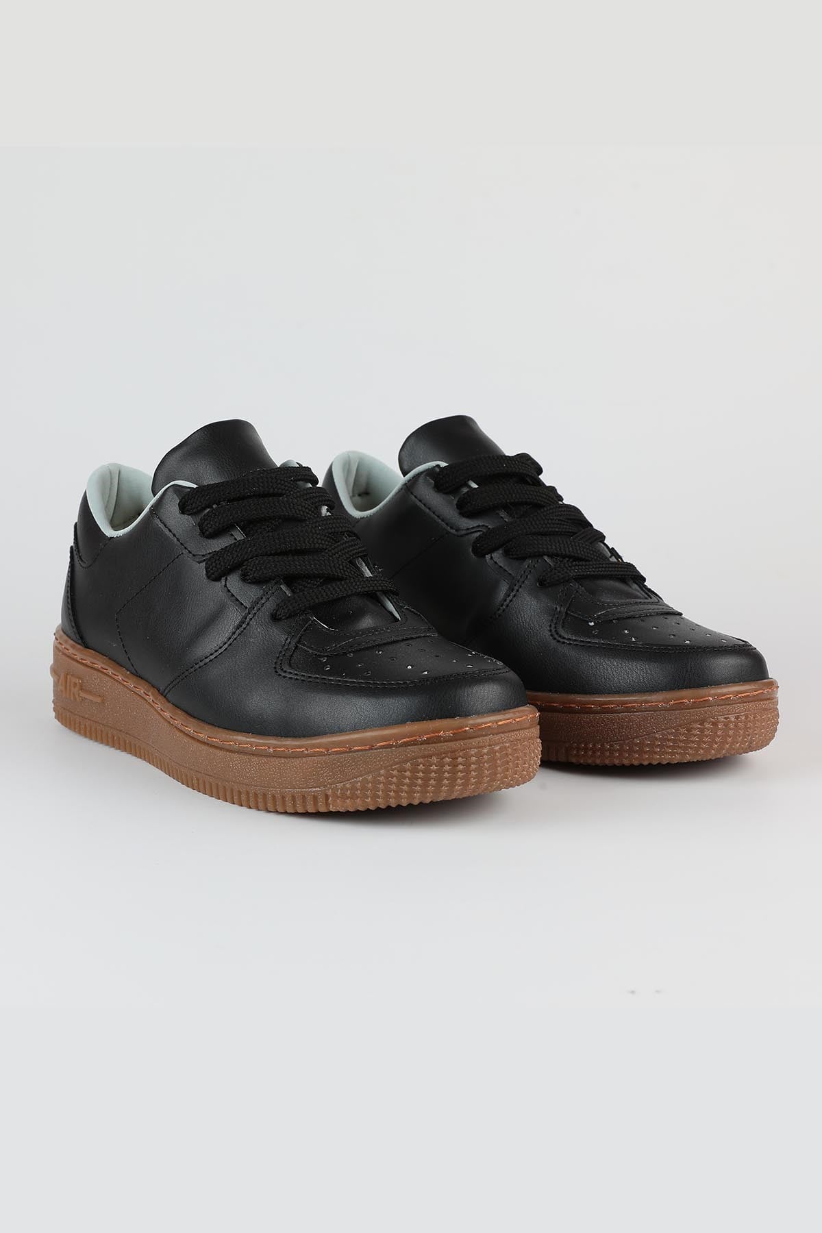 Unisex Gwenliza Air ST Siyah Cilt Deri Bağlı Spor Ayakkabı