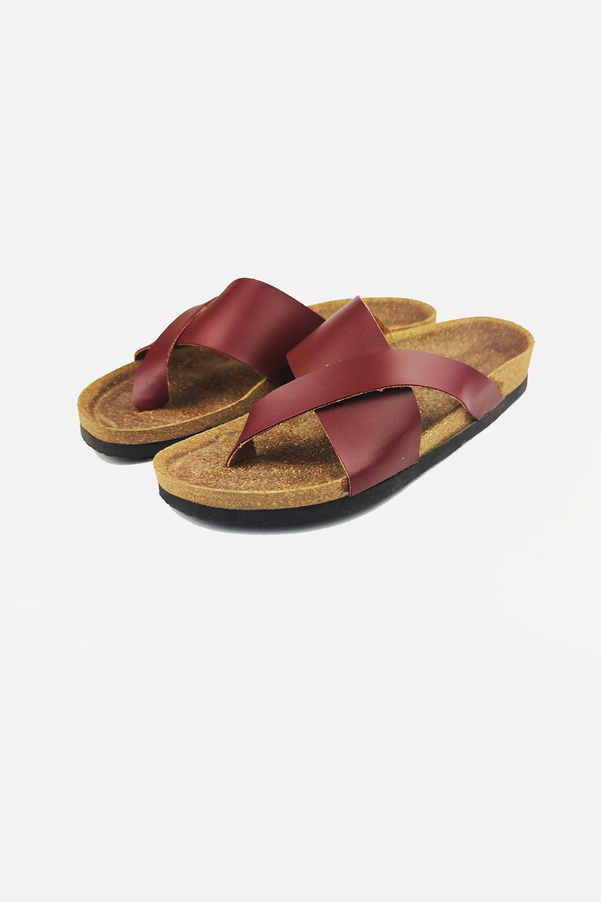 Unisex Gwenliza Dre Bordo Antibakteriyel Mantar Taban Hakiki Deri Terlik
