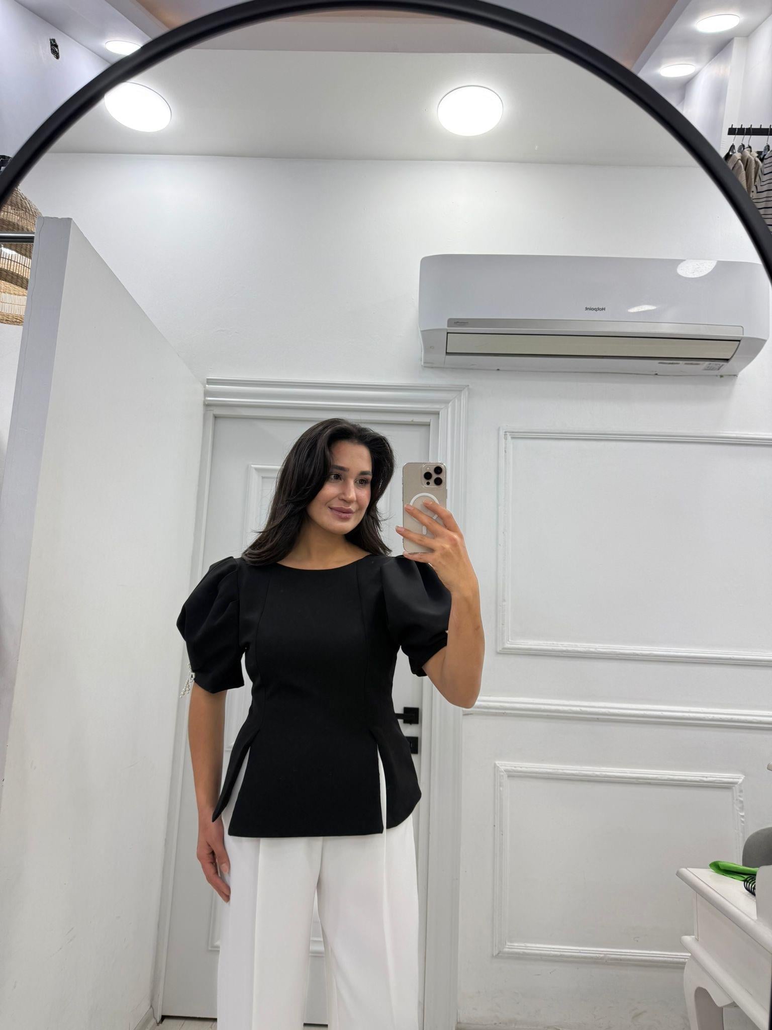 Balon Kol Fiyonk Detaylı Bluz