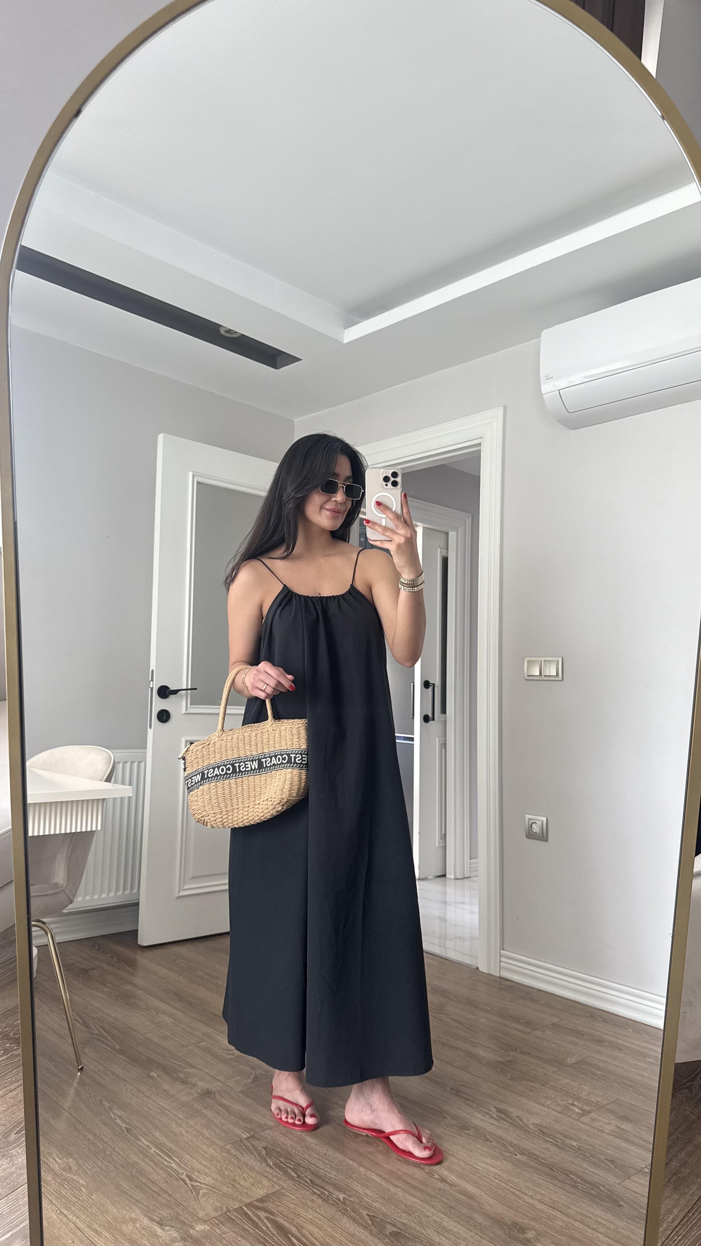 Cepli Salaş Elbise Siyah
