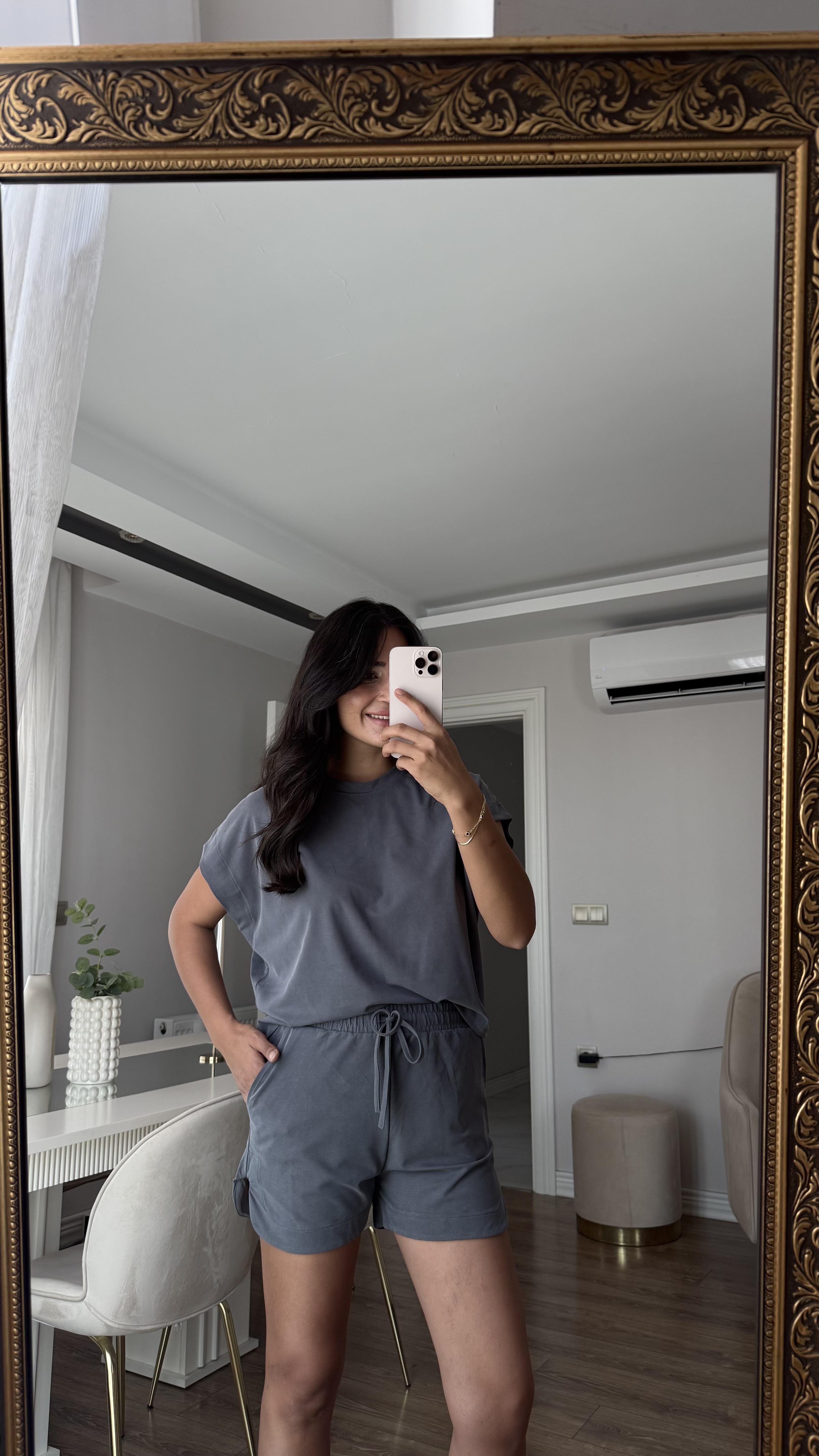 Gri Modal şortlu takım 