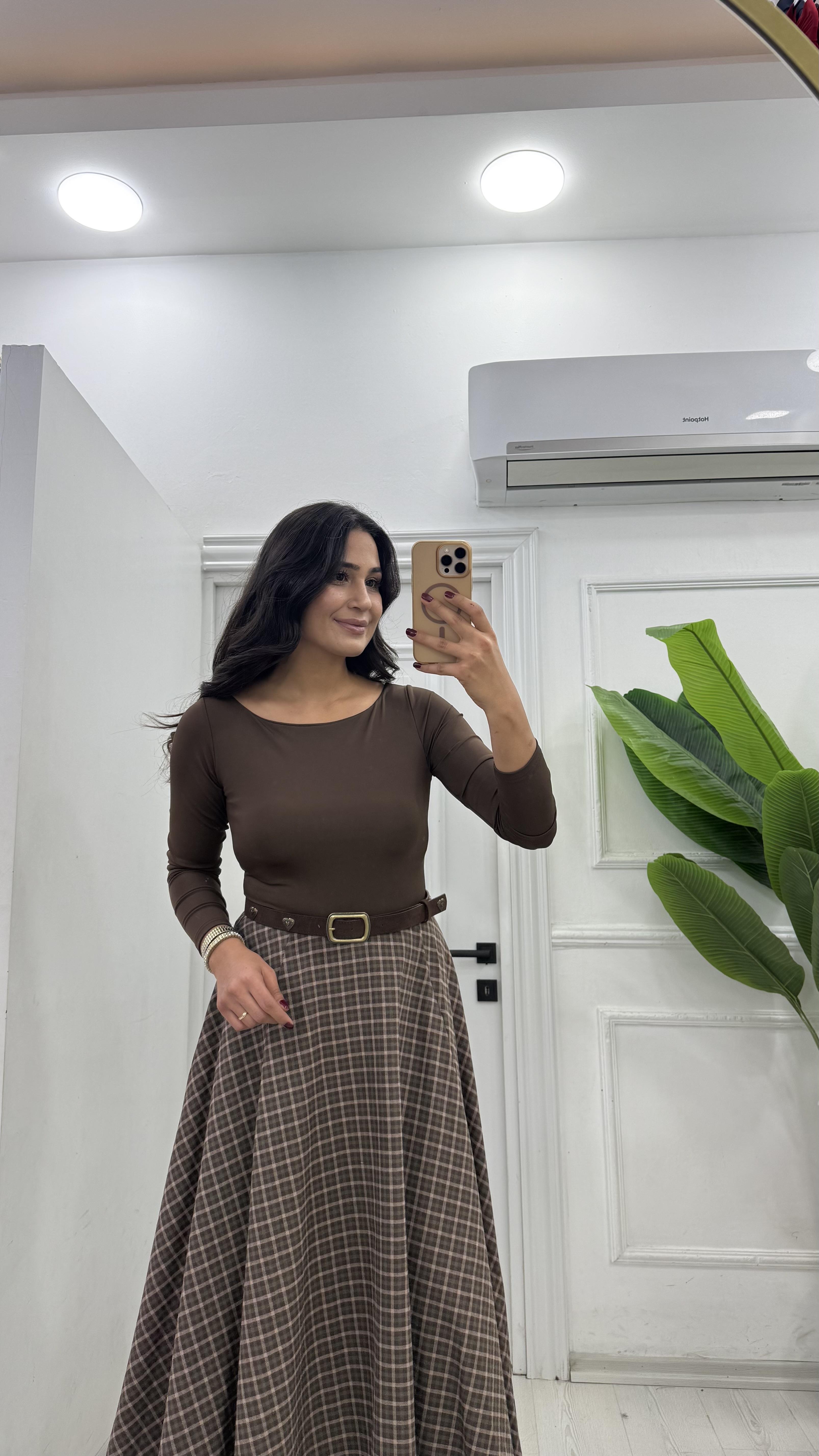 Kayık Yaka Kahve Bodysuit