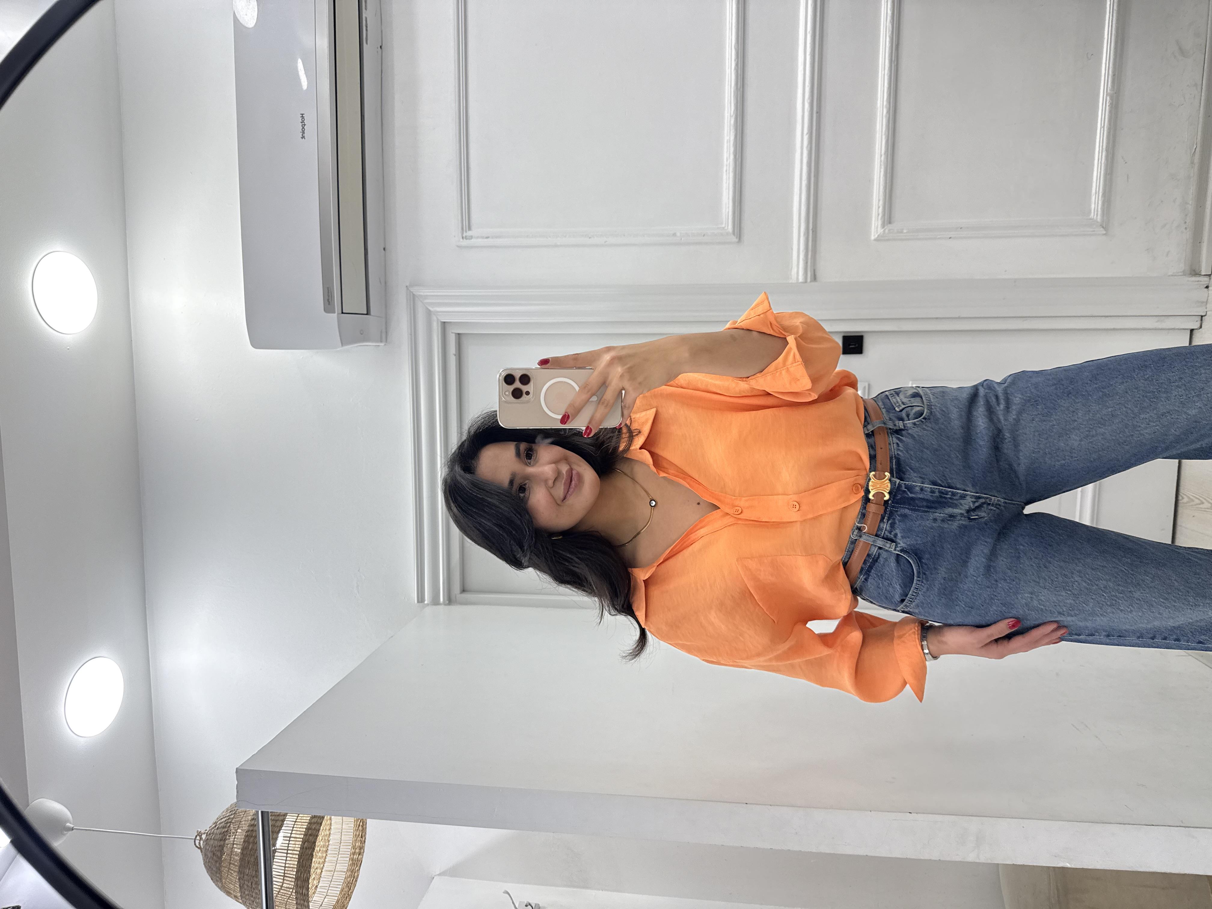 Oversize Düşük Omuz Gömlek Turuncu