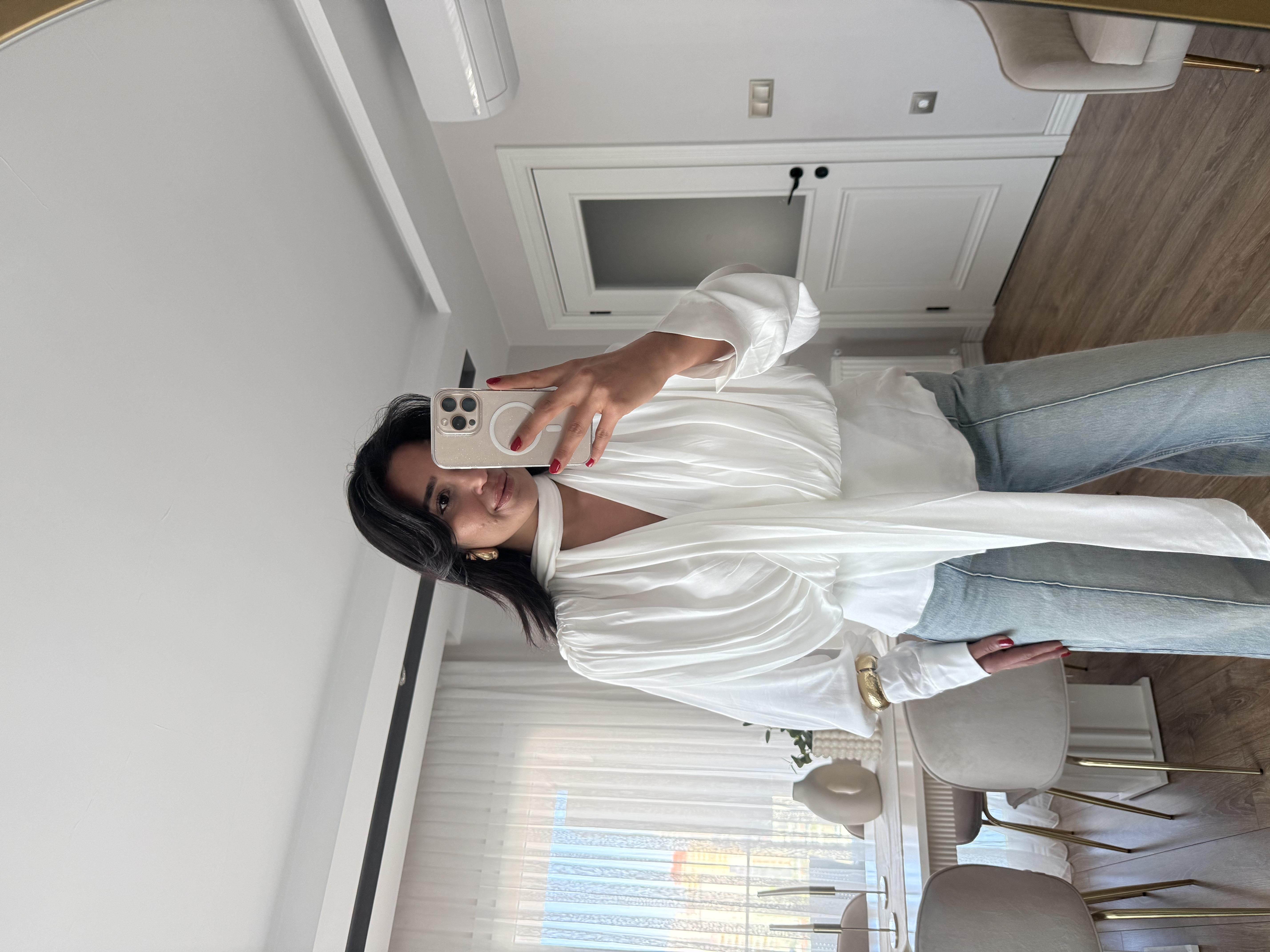 Pileli Vatkalı Fularlı Bluz