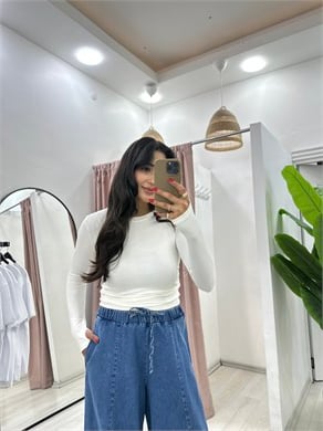 Parmak Geçmeli Body Beyaz