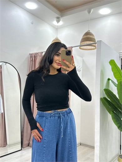 Parmak Geçmeli Body Siyah
