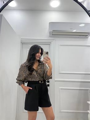 Şehir Boy Siyah Kumaş Şort 