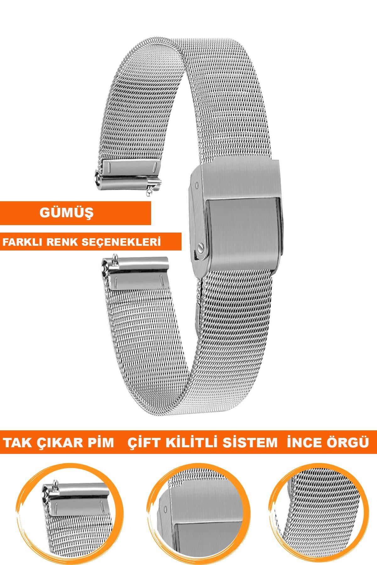 10mm-12mm-14mm-16mm-18mm-20mm-22mm Saat Uyumlu İnce Örgü Metal Hasır Saat Kordonu Kayışı M16IH