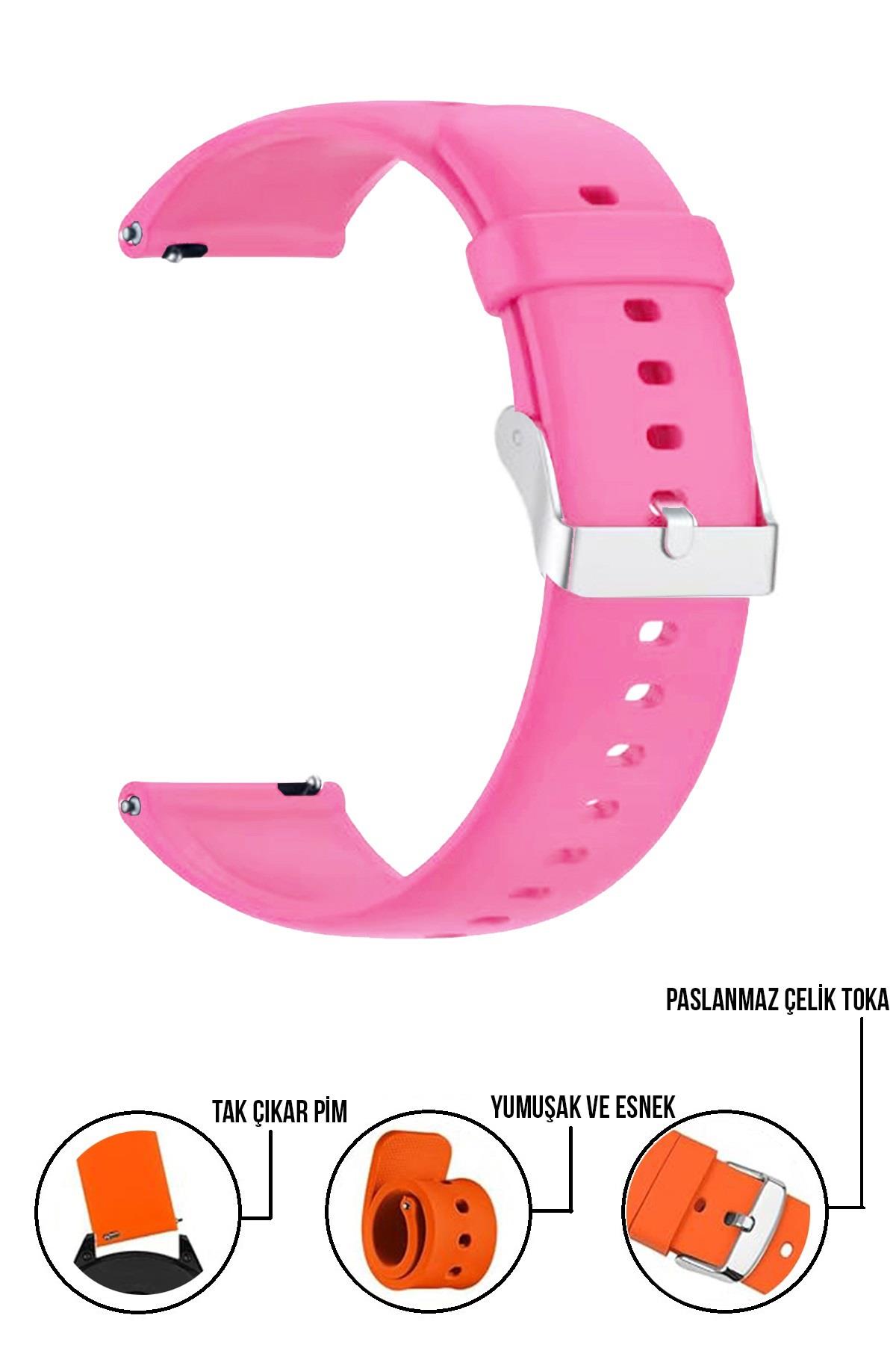 12mm-14mm-16mm-18mm-20mm-22mm Pembe Renk Silikon Saat Kordonu Kayışı A72 