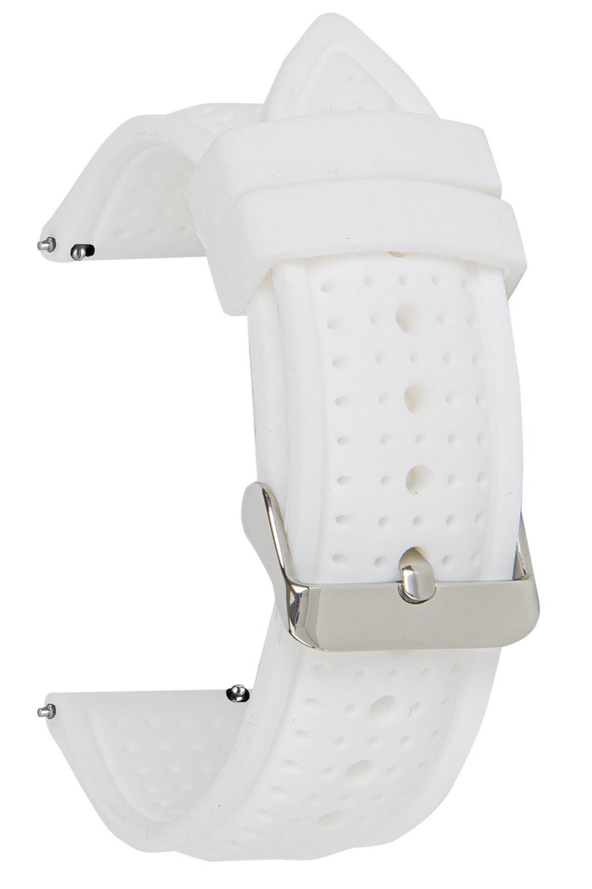 18mm-20mm-22mm-24mm Beyaz Renk Silikon Saat Kordonu Kayışı S26