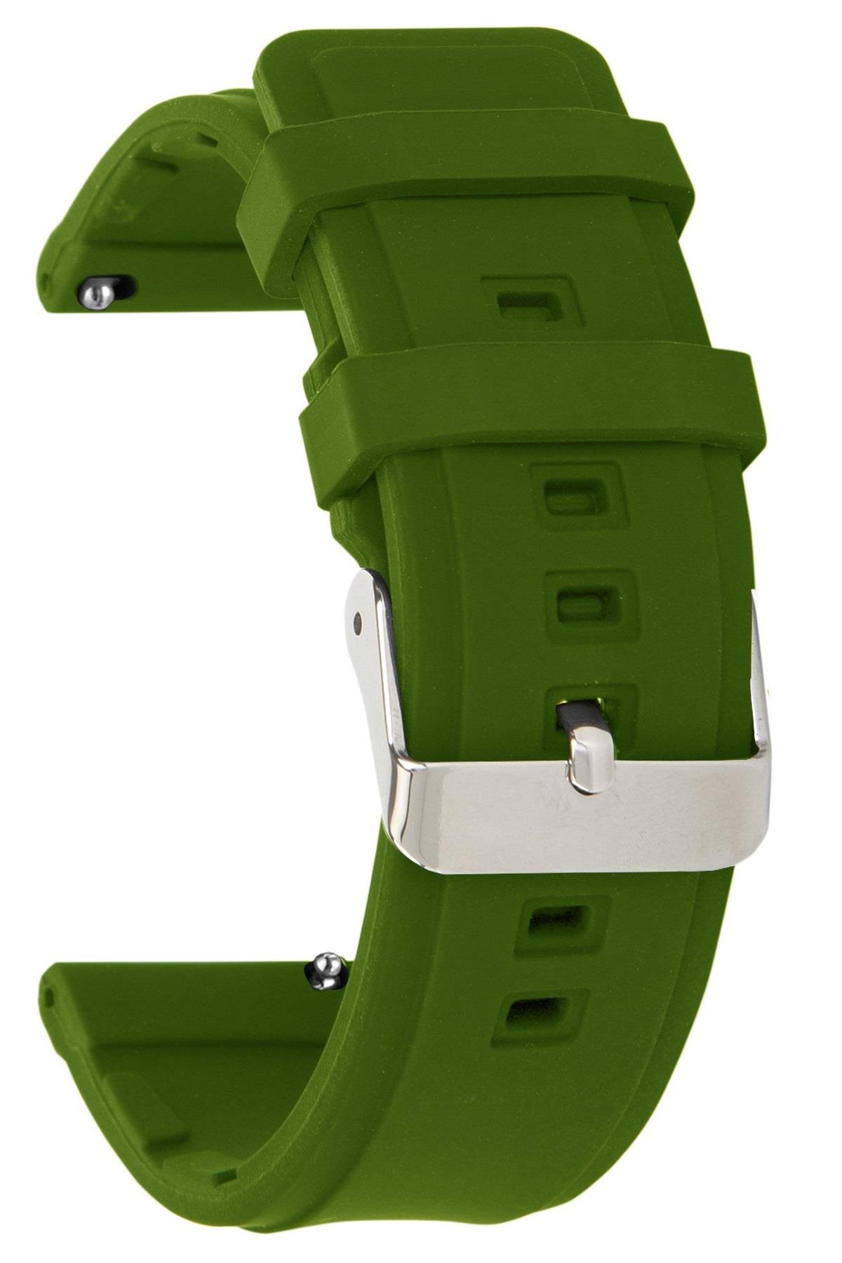 18mm-20mm-22mm-24mm Haki Renk Silikon Saat Kordonu Kayışı M02