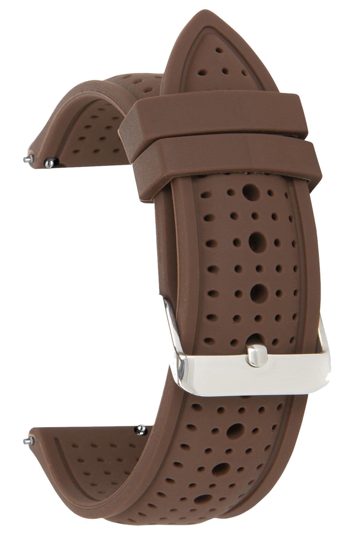 18mm-20mm-22mm-24mm Kahverengi Renk Silikon Saat Kordonu Kayışı S26