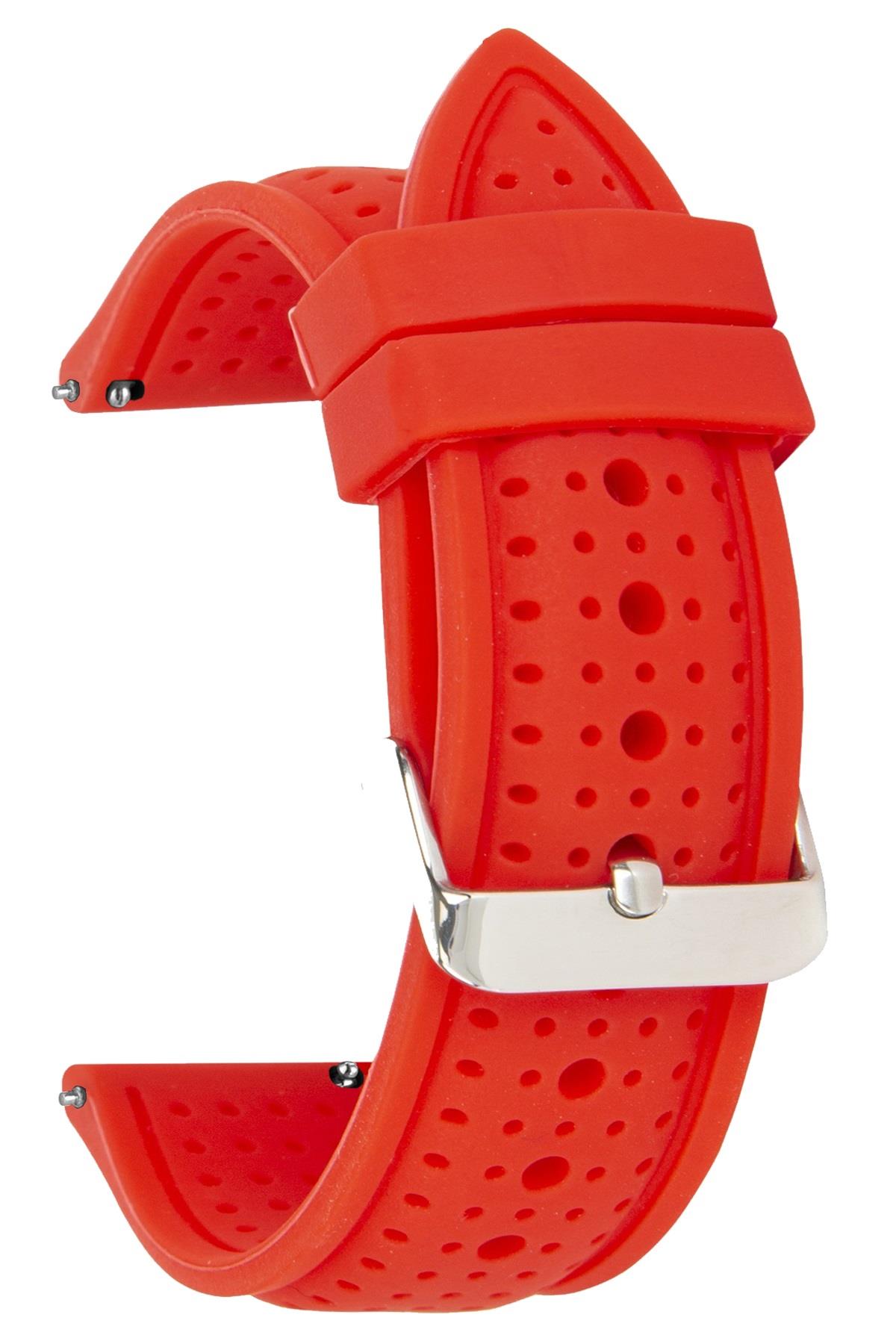 18mm-20mm-22mm-24mm Kırmızı Renk Silikon Saat Kordonu Kayışı S26