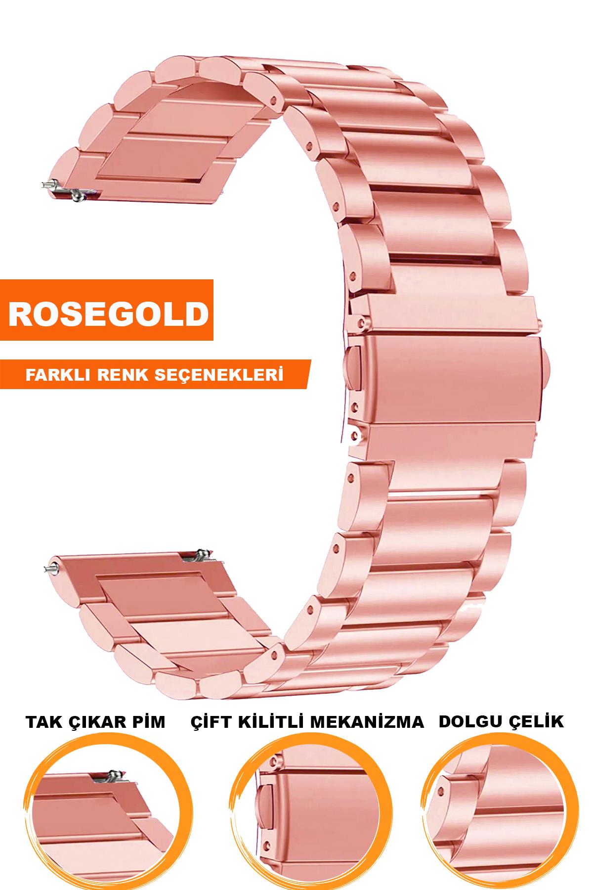 20mm-22mm-24mm Saat Uyumlu Rosegold Renk Dolgu Çelik Metal Saat Kordonu Kayışı M09SGG4